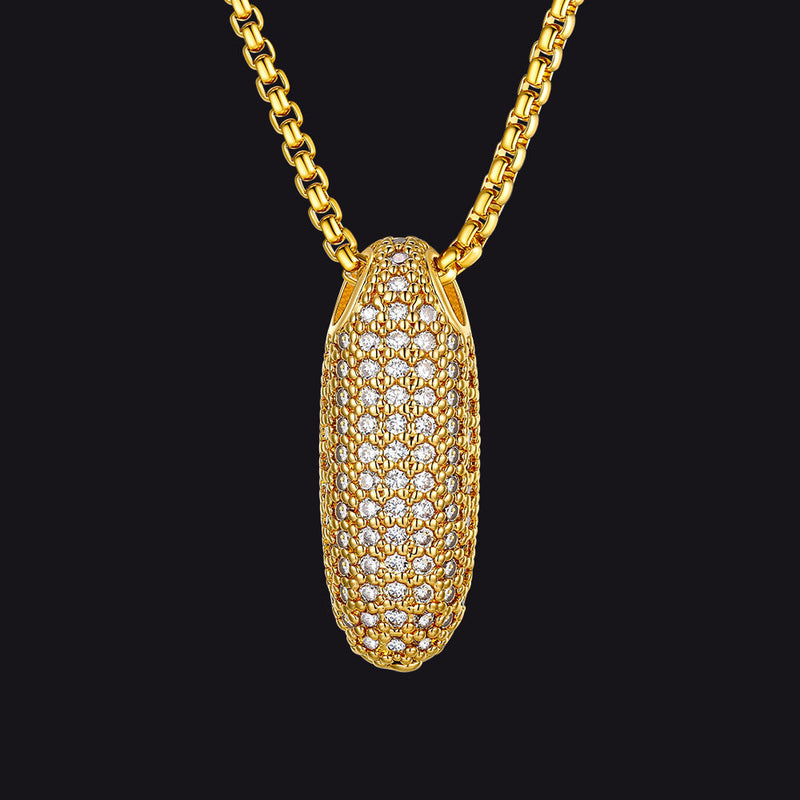 Gold Diamond Bubble Letter Initial Chain Necklace for