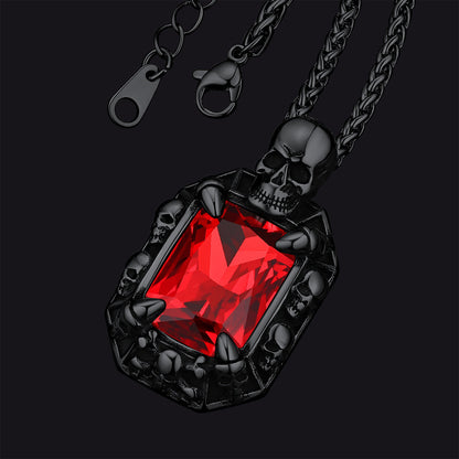 Gothic Skull Dragon Claw Crystal Necklace for
