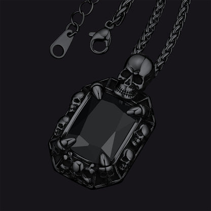 Gothic Skull Dragon Claw Crystal Necklace for