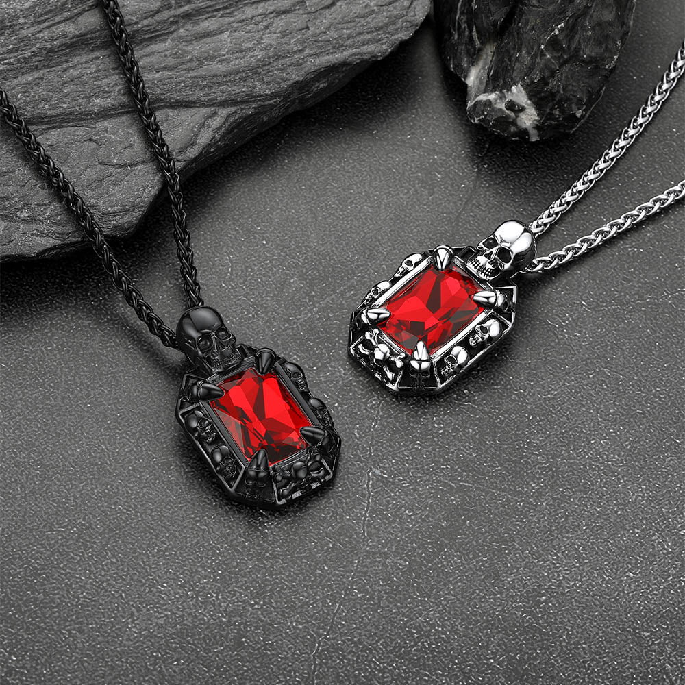 Gothic Skull Dragon Claw Crystal Necklace for