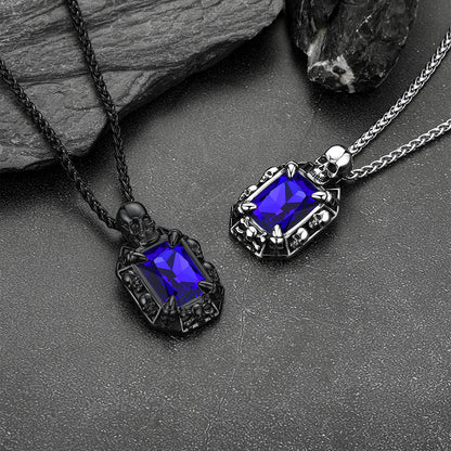 Gothic Skull Dragon Claw Crystal Necklace for