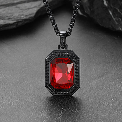 Cubic Zirconia Gemstone Crystal Dog Tag Necklace for