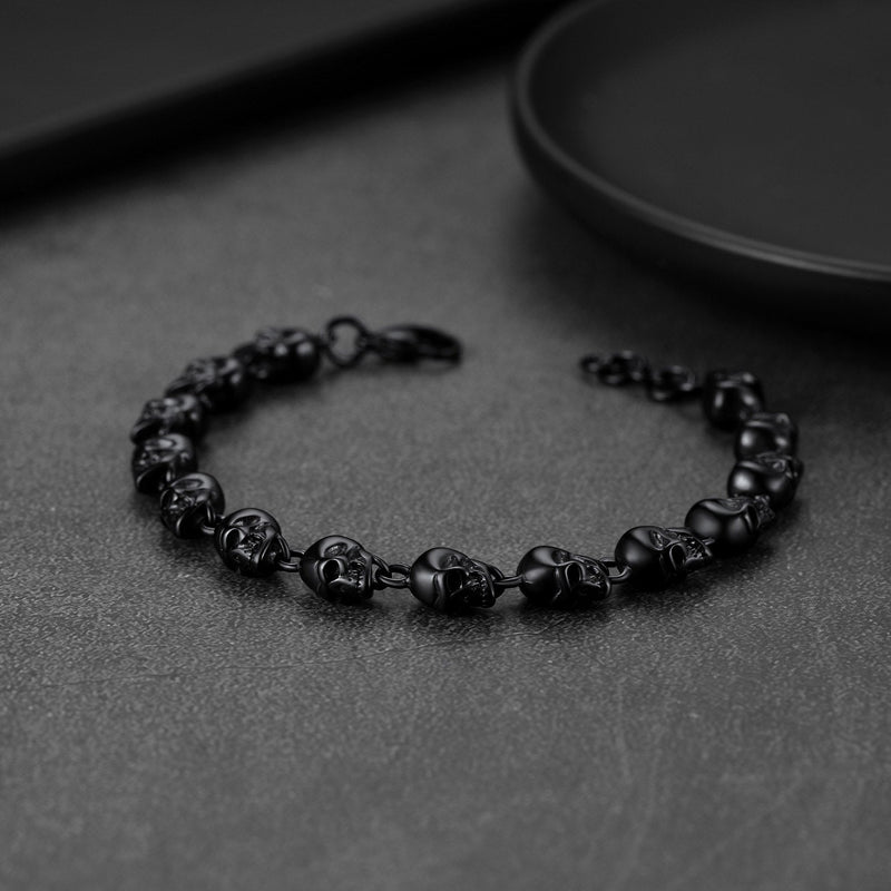 Gothic Linked Chain Skull Bracelet for