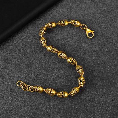 Gothic Linked Chain Skull Bracelet for
