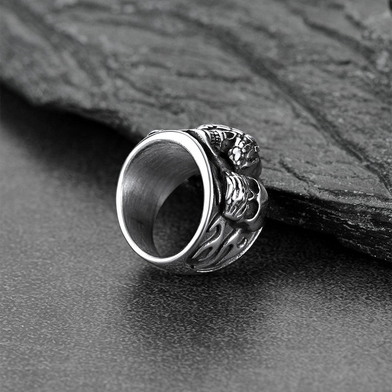 Gothic Punk Biker Skull Ring See No Evil Stainless Steel