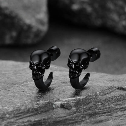 Gothic Skull Huggie Half-circle Stud Earrings Jewelry for