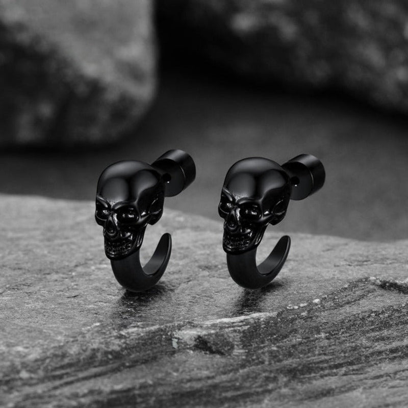 Gothic Skull Huggie Half-circle Stud Earrings Jewelry for