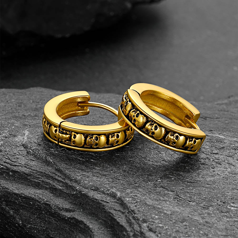 Gothic Skull Huggie Hoop Earrings for