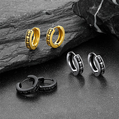 Gothic Skull Huggie Hoop Earrings for