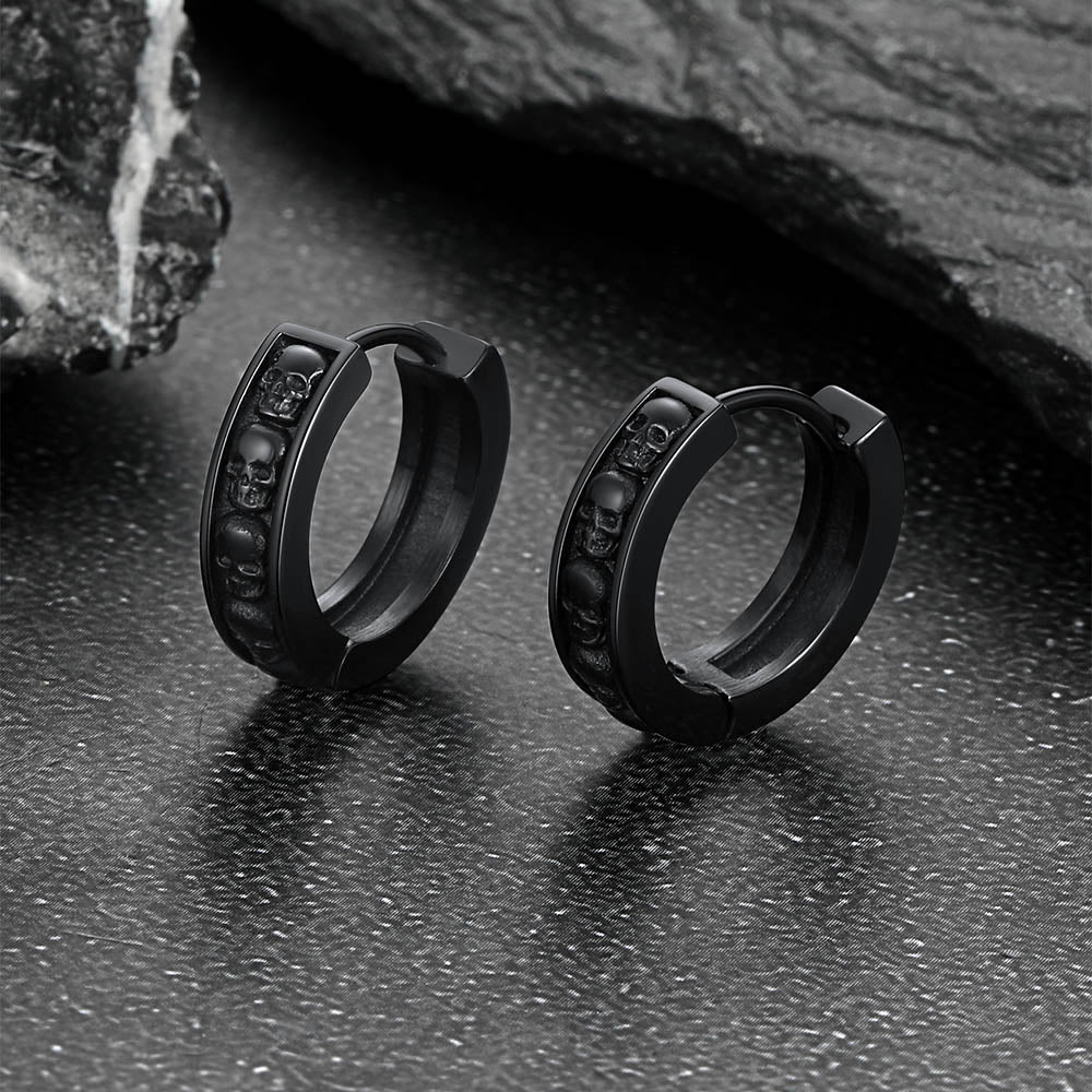 Gothic Skull Huggie Hoop Earrings for