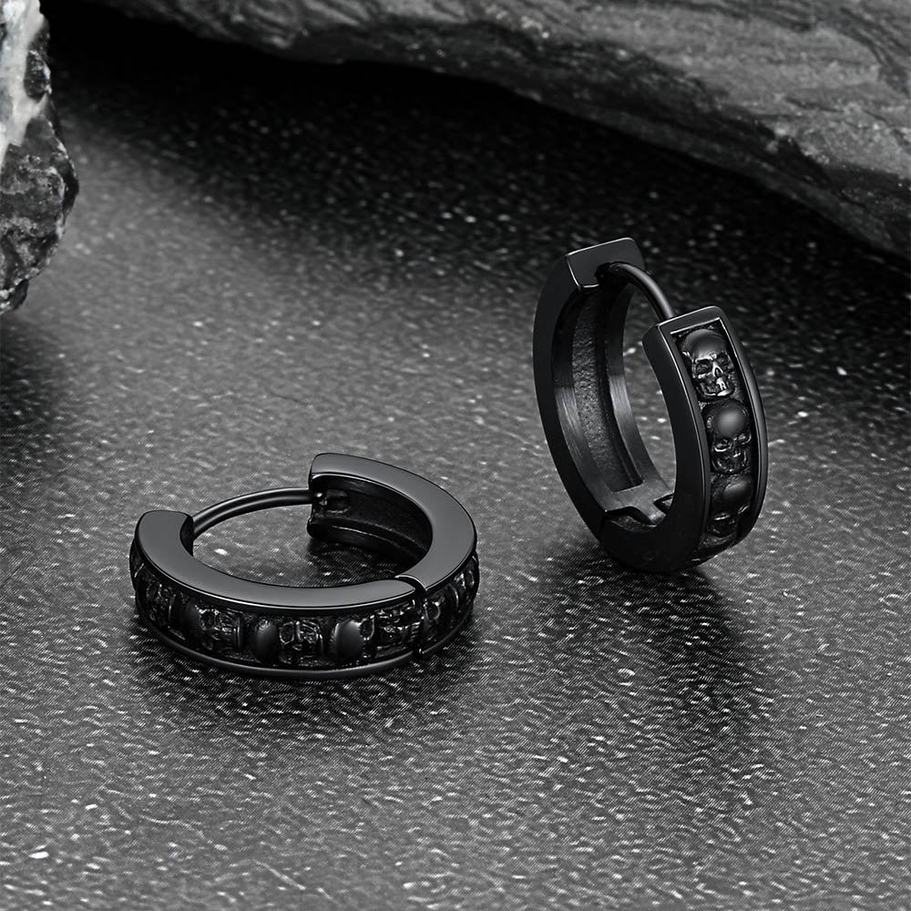 Gothic Skull Huggie Hoop Earrings for