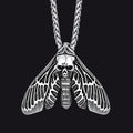 Cool Gothic Skull Moth Necklace for