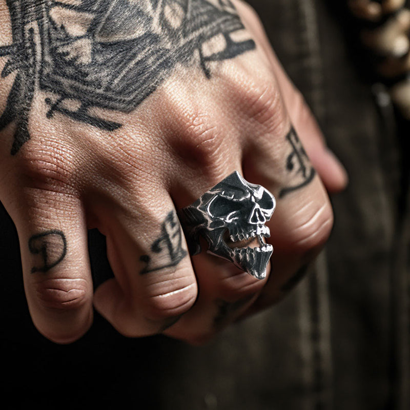 Gothic Skull Biker Rings for in Stainless Steel