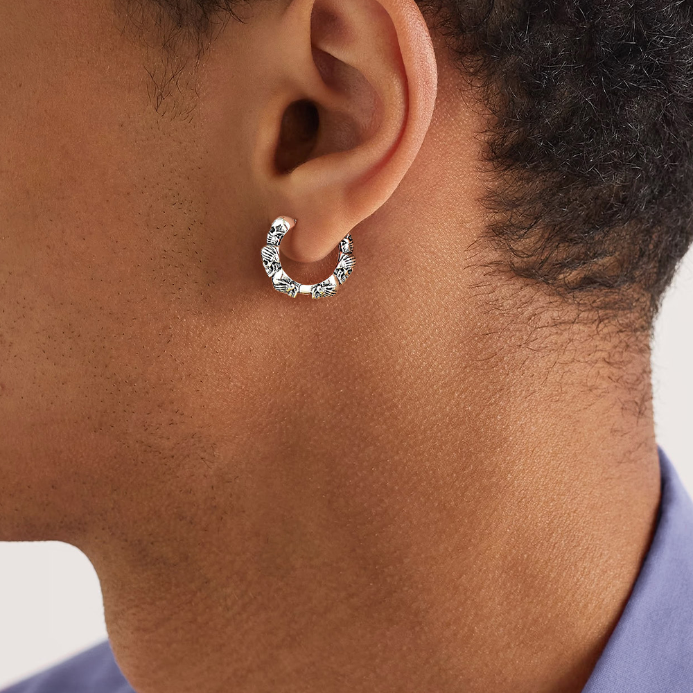 Sterling Silver Skulls Hoop Huugie Earrings for