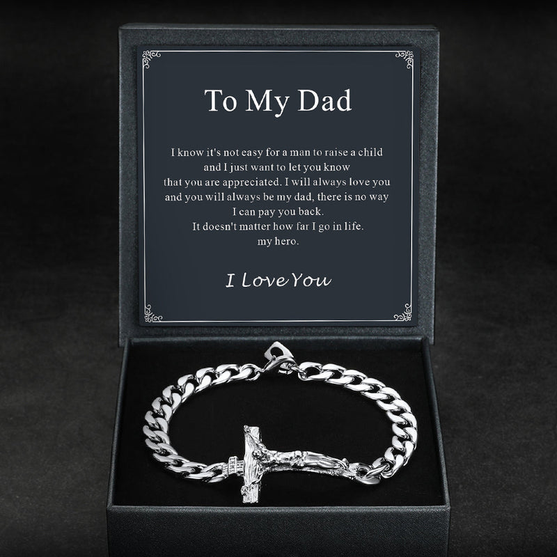 Christian Cross Cuban Chain Bracelet Gift for My Son Grandson