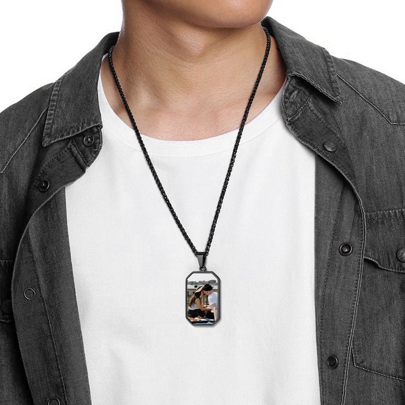 Customized Engraved Photo Dog Tag Necklace for /