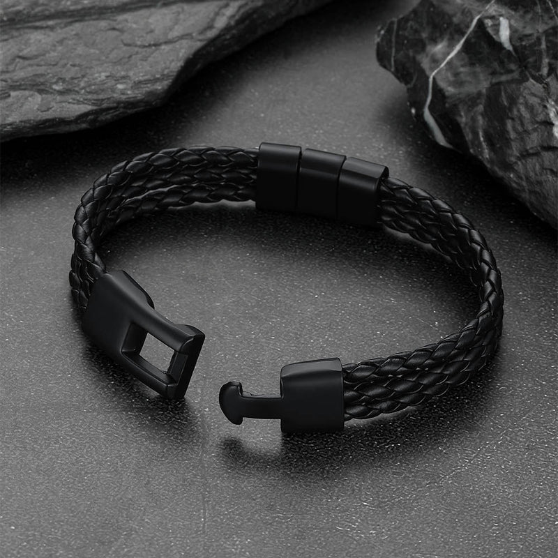 Customized Braided Leather Bracelet With Name Beads for