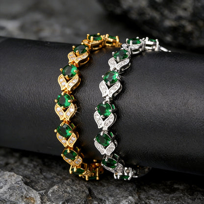 9mm Diamond Cut Gem Crystal Chain Bracelet for With Cz
