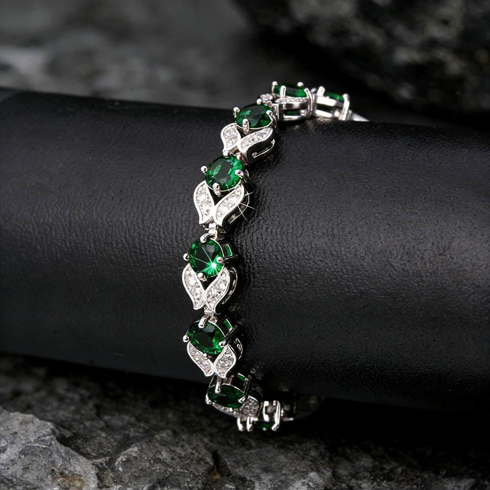 9mm Diamond Cut Gem Crystal Chain Bracelet for With Cz
