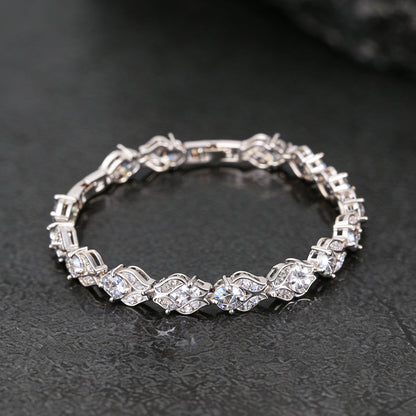 9mm Diamond Cut Gem Crystal Chain Bracelet for With Cz
