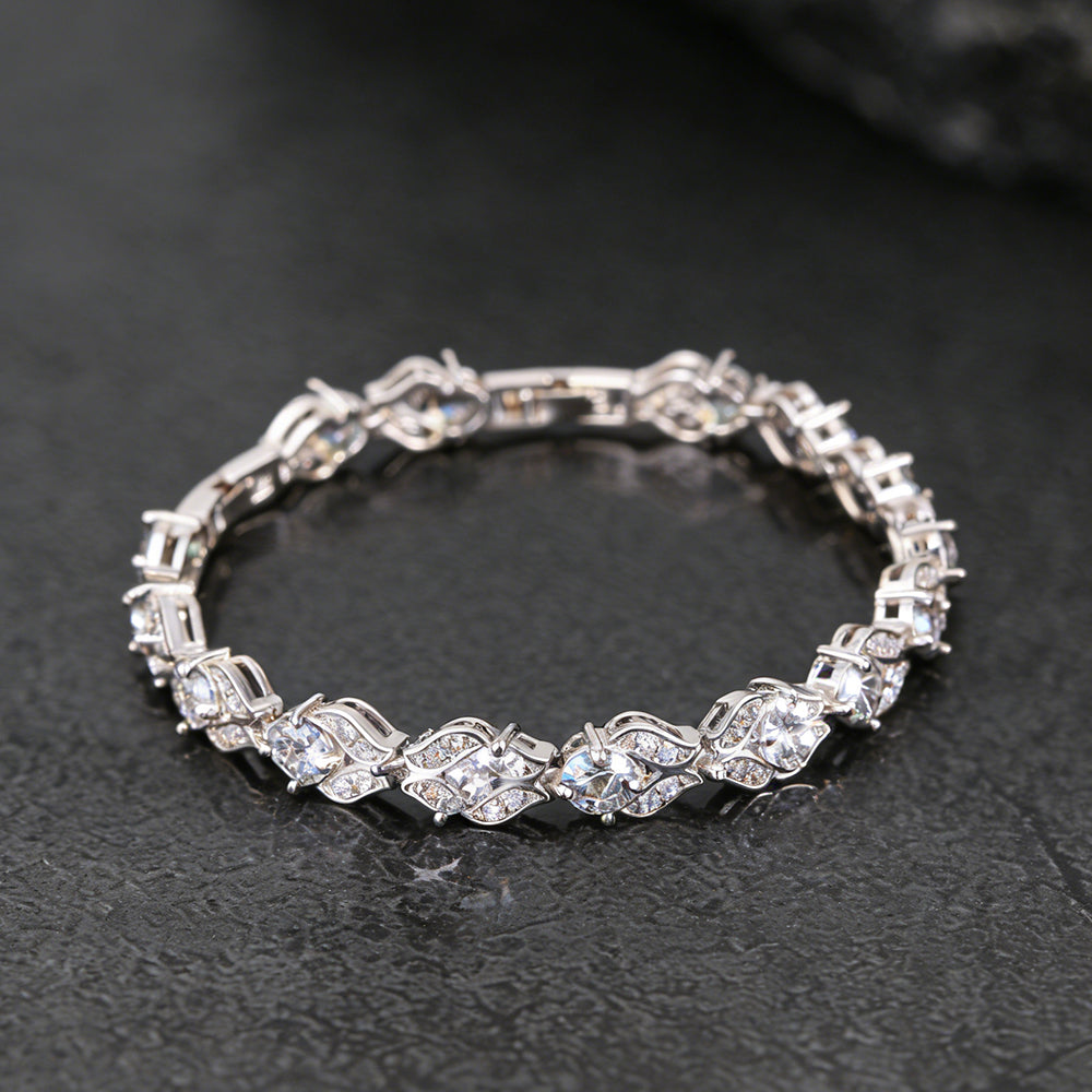 9mm Diamond Cut Gem Crystal Chain Bracelet for With Cz