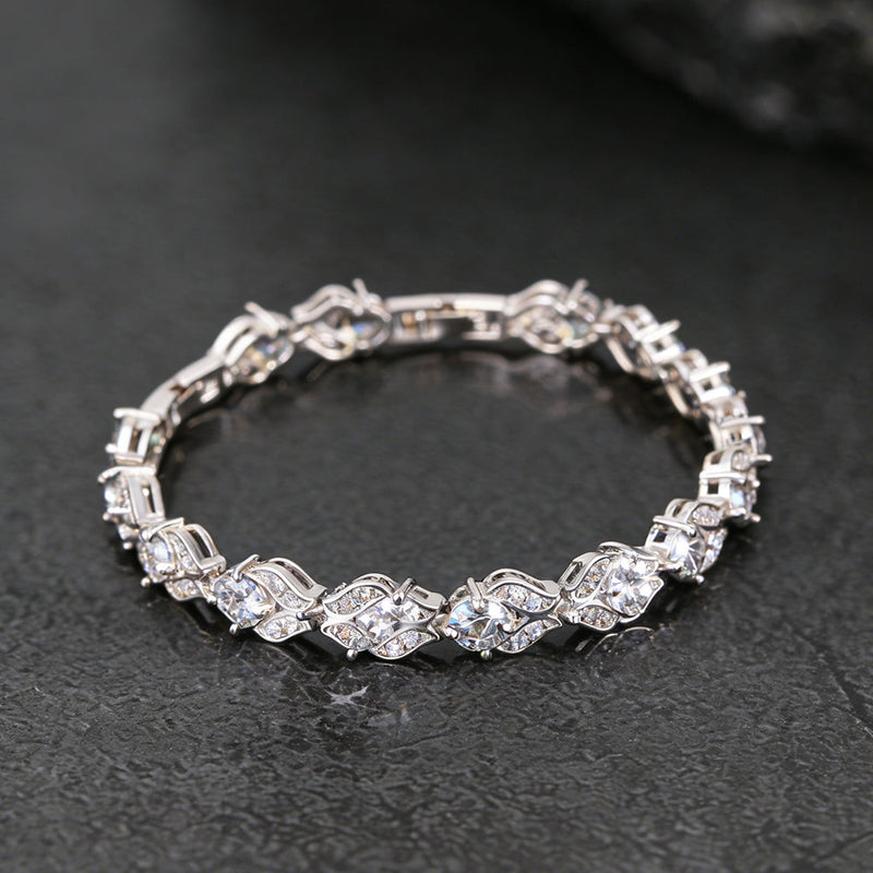 9mm Diamond Cut Gem Crystal Chain Bracelet for With Cz