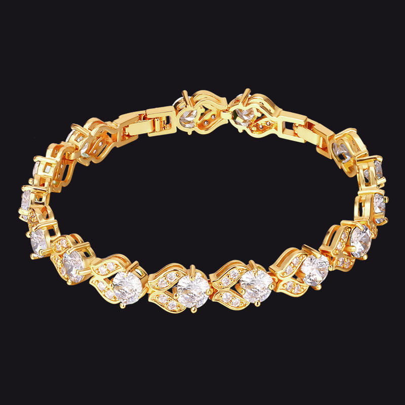 9mm Diamond Cut Gem Crystal Chain Bracelet for With Cz