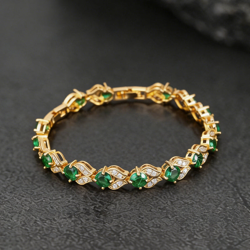 9mm Diamond Cut Gem Crystal Chain Bracelet for With Cz