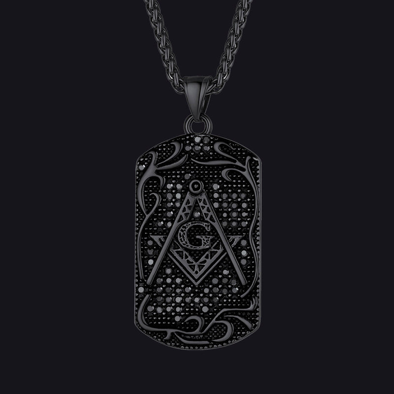 Engraved Masonic Freemason Dog Tag Necklace for