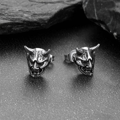Halloween Hannya Mask Devil Horn Earrings for