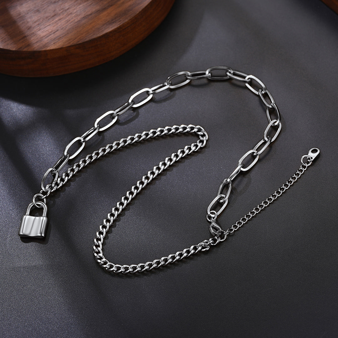 Handcuff Padlock Pendant Curb Chain Necklace for