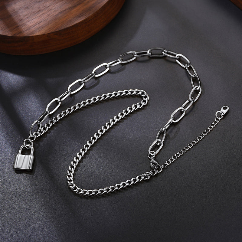 Handcuff Padlock Pendant Curb Chain Necklace for
