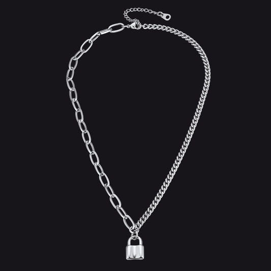 Handcuff Padlock Pendant Curb Chain Necklace for