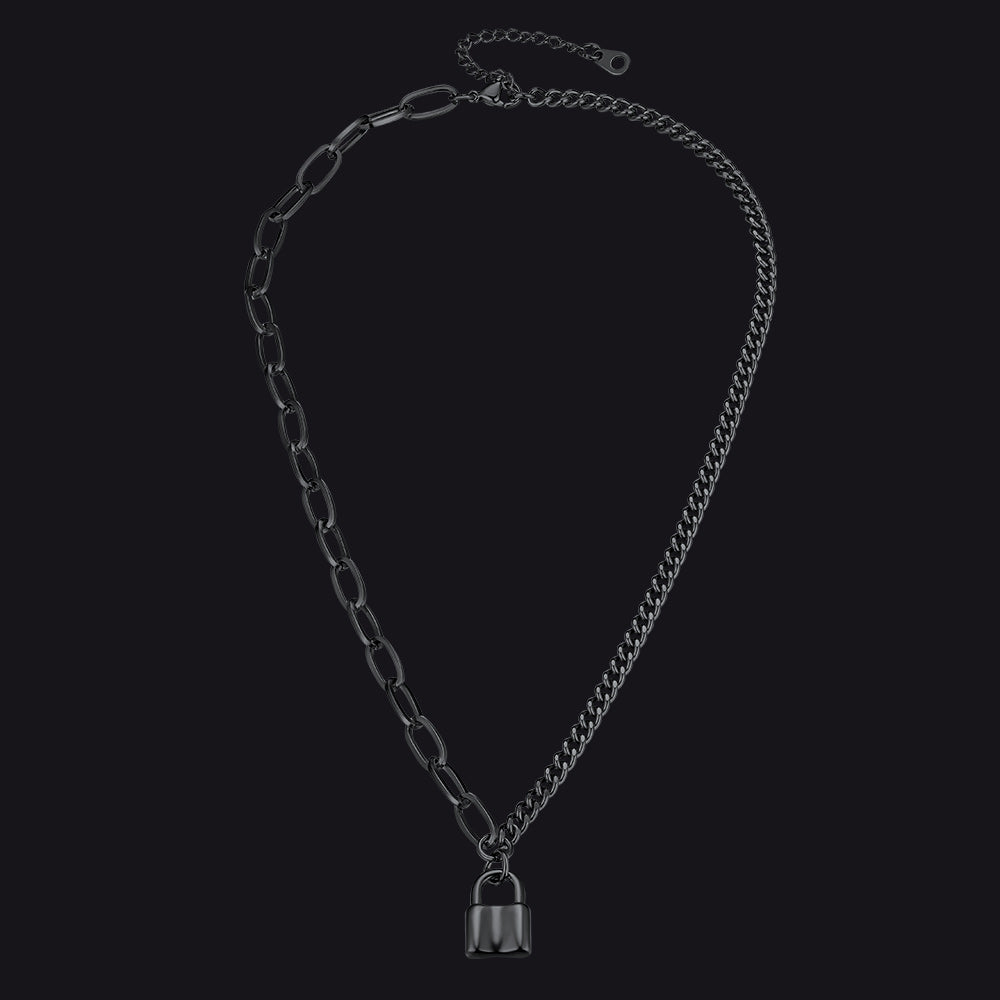 Handcuff Padlock Pendant Curb Chain Necklace for