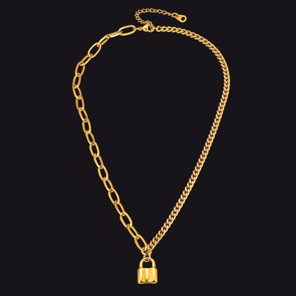 Handcuff Padlock Pendant Curb Chain Necklace for