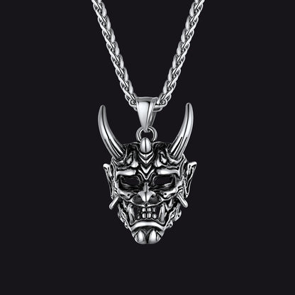 Gothic Evil Hannya Damon Mask Pendant Necklace for