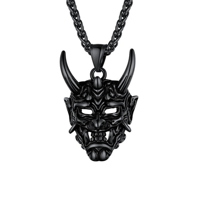 Gothic Evil Hannya Damon Mask Pendant Necklace for