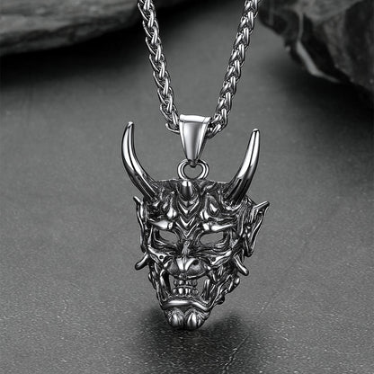 Gothic Evil Hannya Damon Mask Pendant Necklace for