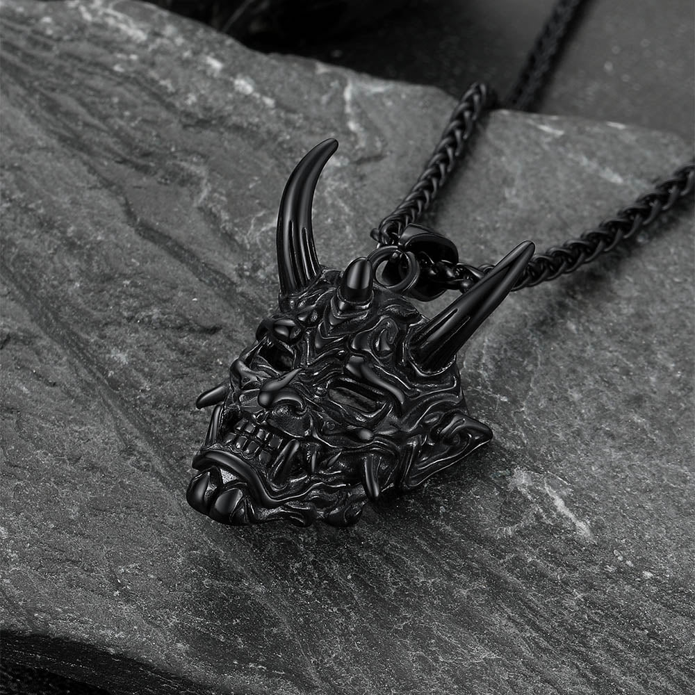 Gothic Evil Hannya Damon Mask Pendant Necklace for
