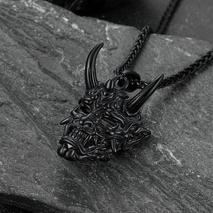 Gothic Evil Hannya Damon Mask Pendant Necklace for