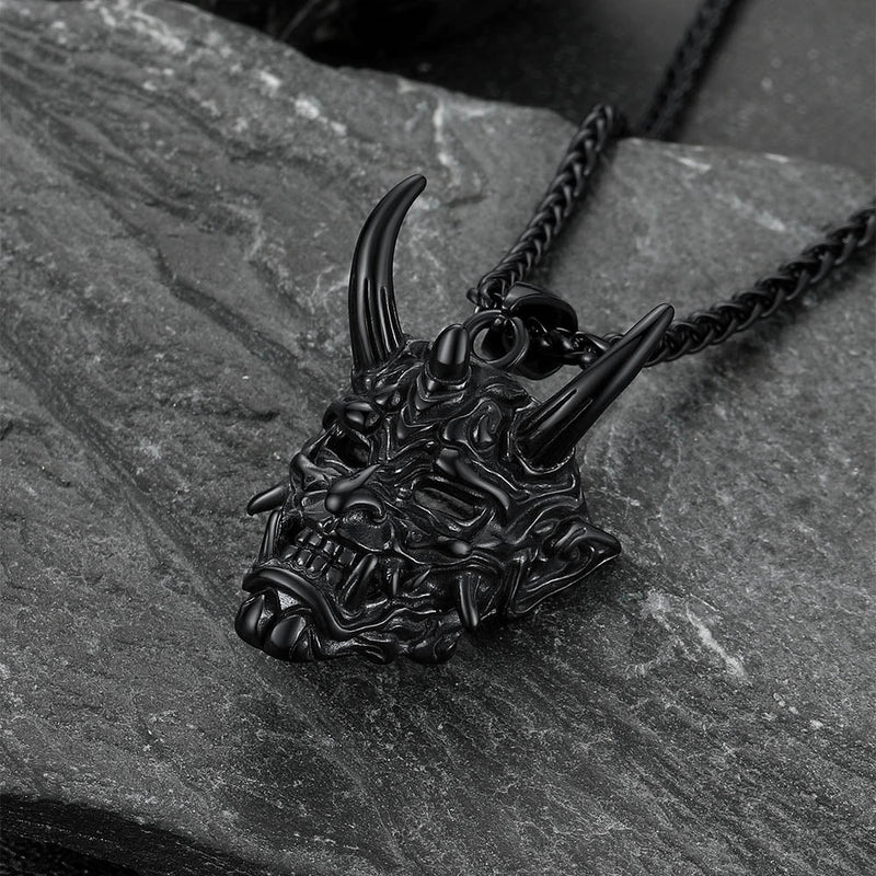 Gothic Evil Hannya Damon Mask Pendant Necklace for