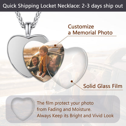 Personalized Heart Picture Memorial Necklace for Couple