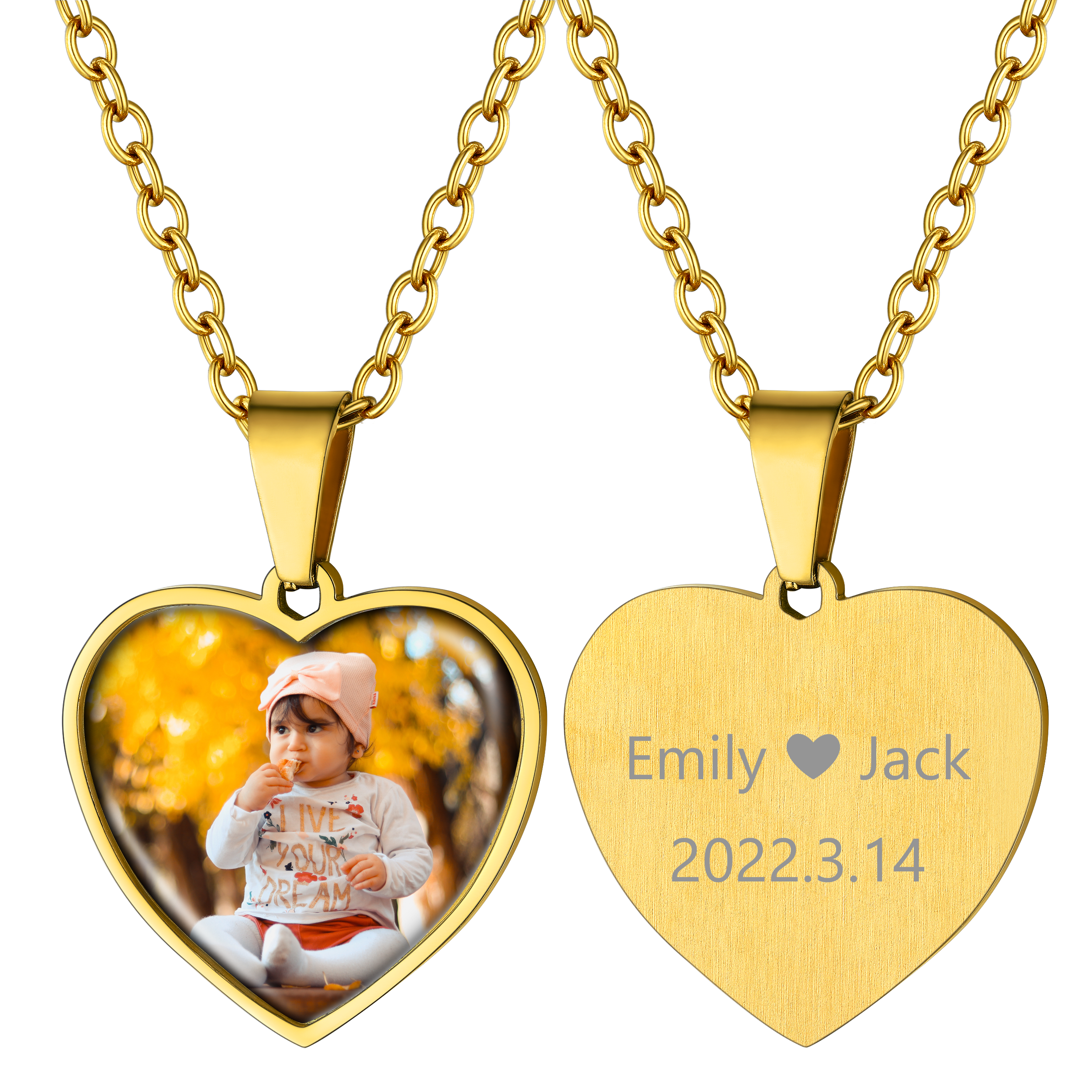 Customized Heart Photo Necklace Memorial Gift for