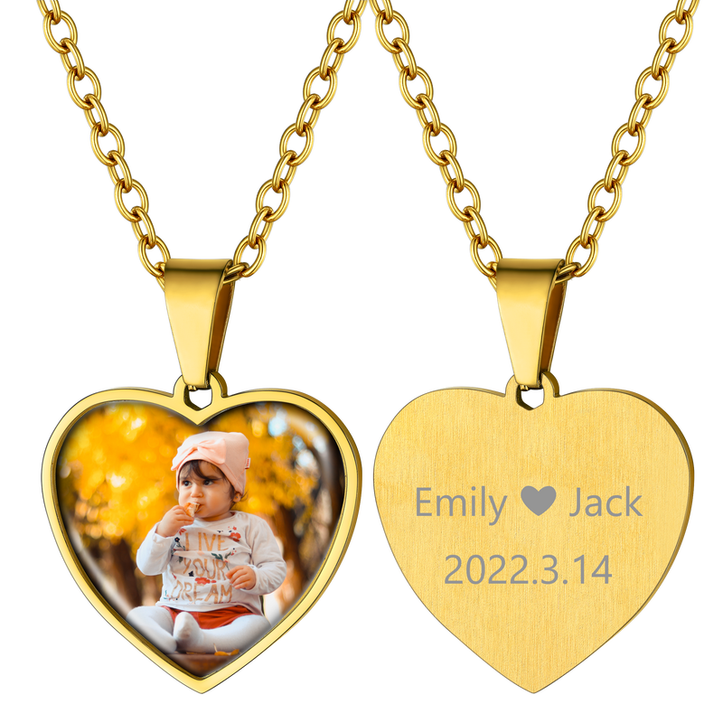 Customized Heart Photo Necklace Memorial Gift for