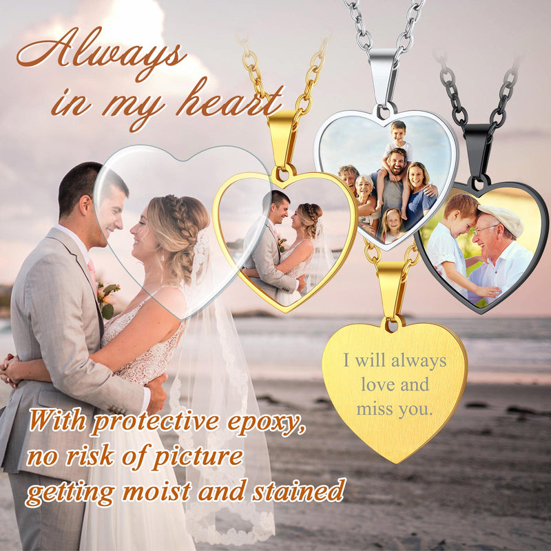 Customized Heart Photo Necklace Memorial Gift for