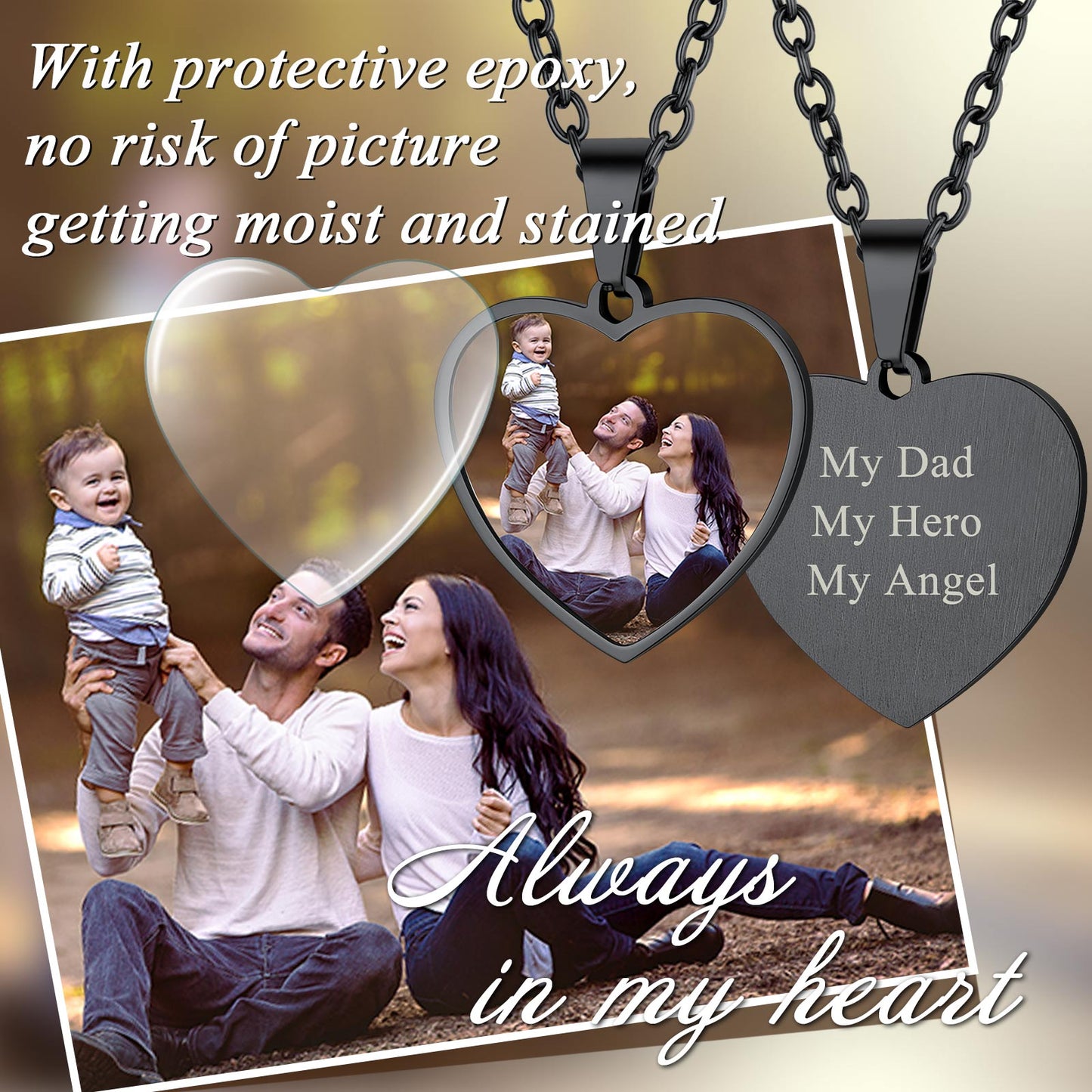 Customized Heart Photo Necklace Memorial Gift for