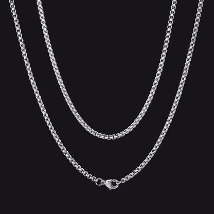 Hollow Rolo Box Link Chain Necklace for , 3/6mm Width