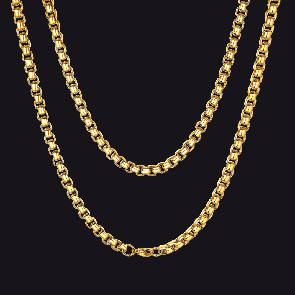 Hollow Rolo Box Link Chain Necklace for , 3/6mm Width