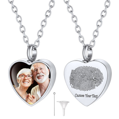 Custom Heart Urn Picture Pendant Necklaces for Ashes