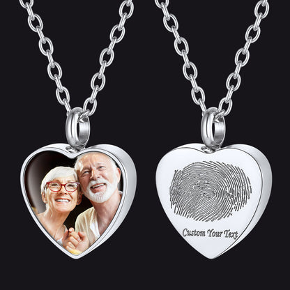 Custom Heart Urn Picture Pendant Necklaces for Ashes